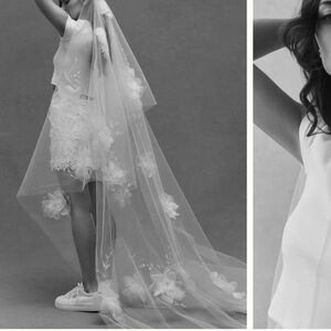 Anthropologie Blossom Veil 3d Floral Cathedral Veil